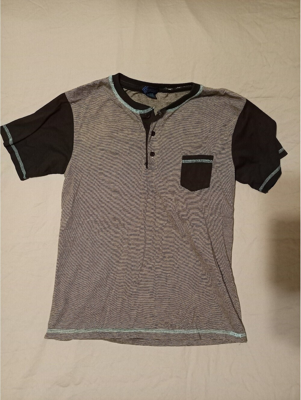 Street Rules, Black and Grey Stripe Tee - Size 14/16